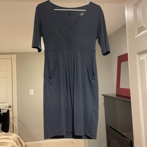 banana republic slate gray V-neck dress